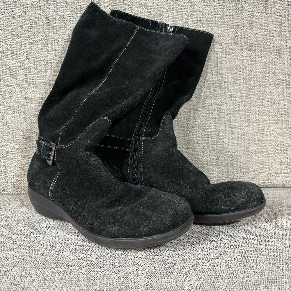 Westies Boots Womens 8 M Casual Black Leather Zipper Suede